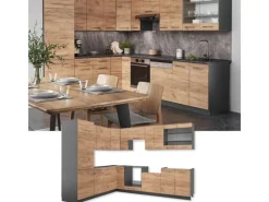 Discount Vicco Fame-Line Eckküche Goldkraft Eiche/Anthrazit 227 x 287 cm AP Anthrazit ohne E-Geräte Anthrazit-Eiche