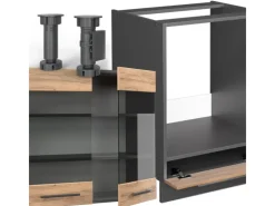 Vicco Fame-Line Eckküche Goldkraft Eiche/Anthrazit 227 x 60 cm ohne Arbeitsplatte ohne E-Geräte< Winkelküchen