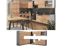 Outlet Vicco Fame-Line Eckküche Goldkraft Eiche/Anthrazit 347 x 257 cm ohne Arbeitsplatte ohne E-Geräte Anthrazit-Eiche