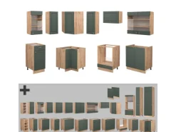 New Vicco Fame-Line Eckküche -Gold Landhaus/Goldkraft Eiche 160 x 60 cm ohne Arbeitsplatte ohne E-Geräte Grün