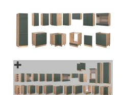 Winkelküchen<Vicco Fame-Line Eckküche -Gold Landhaus/Goldkraft Eiche 227 x 60 cm ohne Arbeitsplatte ohne E-Geräte