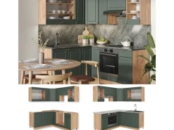 Outlet Vicco Fame-Line Eckküche -Gold Landhaus/Goldkraft Eiche 160 x 190 cm AP Anthrazit ohne E-Geräte Grün