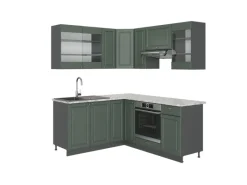 Winkelküchen<Vicco Fame-Line Eckküche -Gold Landhaus/Anthrazit 160 x 60 cm ohne Arbeitsplatte ohne E-Geräte