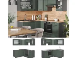 Winkelküchen<Vicco Fame-Line Eckküche -Gold Landhaus/Anthrazit 160 x 60 cm ohne Arbeitsplatte ohne E-Geräte