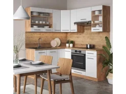 Vicco Fame-Line Eckküche Weiß Hochglanz/Goldkraft Eiche 160 x 190 cm AP Anthrazit ohne E-Geräte< Winkelküchen
