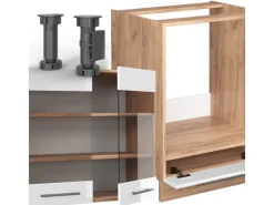 New Vicco Fame-Line Eckküche Weiß Hochglanz/Goldkraft Eiche 160 x 190 cm AP Marmor ohne E-Geräte Hochglanz Weiß