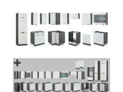 Winkelküchen<Vicco Fame-Line Eckküche Weiß Landhaus/Anthrazit 227 x 60 cm ohne Arbeitsplatte ohne E-Geräte