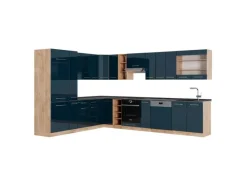 Vicco Fame-Line Einbauküche Hochglanz/Goldkraft Eiche 257 x 60 cm AP Anthrazit ohne E-Geräte< Winkelküchen|Einbauküchen
