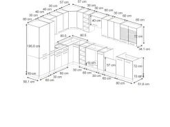 Vicco Fame-Line Einbauküche Hochglanz/Goldkraft Eiche 257 x 60 cm AP Anthrazit ohne E-Geräte< Winkelküchen|Einbauküchen