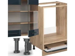 Vicco Fame-Line Einbauküche Hochglanz/Goldkraft Eiche 257 x 60 cm AP Anthrazit ohne E-Geräte< Winkelküchen|Einbauküchen