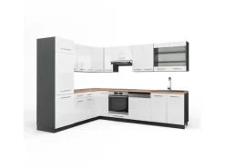 Vicco Fame-Line Küchenschränke /Anthrazit 227 x 287 cm AP Eiche ohne E-Geräte< Single-Küchen|Winkelküchen