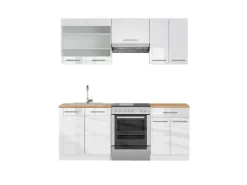 Herde|Kühlschränke<Vicco Fame-Line Küchenschränke Hochglanz/ 200 cm AP Eiche ohne E-Geräte