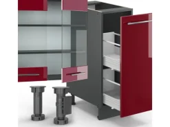 Einbauküchen<Vicco Fame-Line Küchenschränke Bordeaux Hochglanz/Anthrazit 280 cm AP Anthrazit ohne E-Geräte