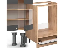 Vicco Fame-Line Küchenschränke Anthrazit Landhaus/Goldkraft Eiche 347 x 257 cm AP Marmor ohne E-Geräte< Winkelküchen