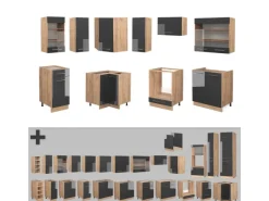 Vicco Fame-Line Küchenschränke /Goldkraft Eiche 160 x 60 cm ohne Arbeitsplatte ohne E-Geräte< Zubehör Für Küchenarmatur|Winkelküchen