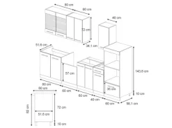 Vicco Fame-Line Küchenschränke Hochglanz/Goldkraft Eiche 300 cm mit HochschrankAP Eiche ohne E-Geräte< Küchenschränke