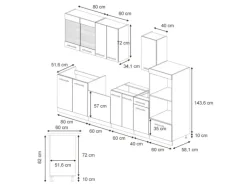 Vicco Fame-Line Küchenschränke Hochglanz/Anthrazit 300 cm mit HochschrankAP Eiche ohne E-Geräte< Küchenschränke|Einbauküchen