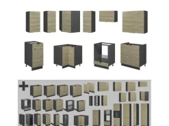 Vicco Fame-Line Küchenschränke Eiche Paneel/Anthrazit 160 x 60 cm ohne Arbeitsplatte ohne E-Geräte< Einbauküchen|Winkelküchen