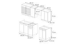 Einbauküchen<Vicco Fame-Line Küchenschränke -Gold Landhaus/Weiß 240 cm ohne Arbeitsplatte ohne E-Geräte