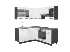 Outlet Vicco Fame-Line Küchenschränke /Anthrazit 160 x 60 cm ohne Arbeitsplatte ohne E-Geräte Weiß Hochglanz