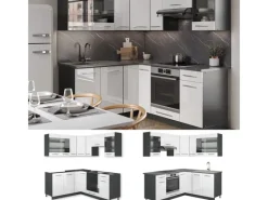 Outlet Vicco Fame-Line Küchenschränke /Anthrazit 160 x 60 cm ohne Arbeitsplatte ohne E-Geräte Weiß Hochglanz
