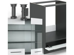 Outlet Vicco Fame-Line Küchenschränke /Anthrazit 160 x 60 cm ohne Arbeitsplatte ohne E-Geräte Weiß Hochglanz