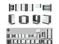 Outlet Vicco Fame-Line Küchenschränke /Anthrazit 160 x 60 cm ohne Arbeitsplatte ohne E-Geräte Weiß Hochglanz