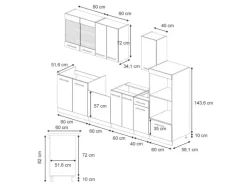 Küchenschränke<Vicco Fame-Line Küchenschränke Hochglanz/Goldkraft Eiche 300 cm mit HochschrankAP Anthrazit ohne E-Geräte