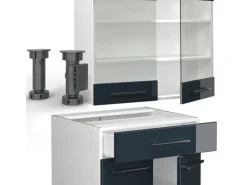 Vicco Fame-Line Küchenschränke Hochglanz/Weiß 140 cm AP Eiche ohne E-Geräte< Single-Küchen