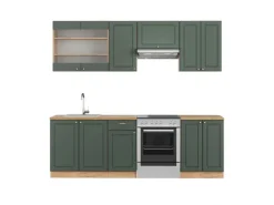 Einbauküchen<Vicco Fame-Line Küchenschränke -Gold Landhaus/Goldkraft Eiche 240 cm AP Eiche ohne E-Geräte