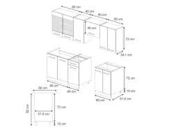 Einbauküchen<Vicco Fame-Line Küchenschränke -Gold Landhaus/Goldkraft Eiche 240 cm AP Eiche ohne E-Geräte