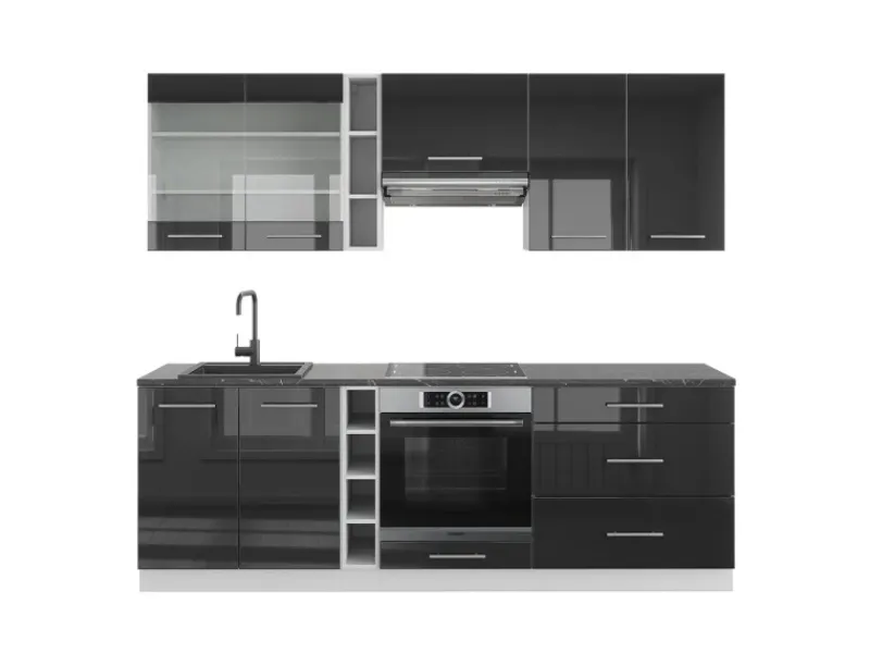 Einbauküchen<Vicco Fame-Line Küchenschränke /Weiß 235 cm ohne Arbeitsplatte ohne E-Geräte