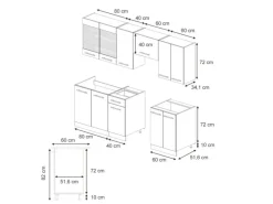 Discount Vicco Fame-Line Küchenschränke -Gold Landhaus/Anthrazit 240 cm AP Eiche ohne E-Geräte Grün