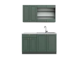 Discount Vicco Fame-Line Küchenschränke -Gold Landhaus/Anthrazit 140 cm AP Marmor ohne E-Geräte Grün