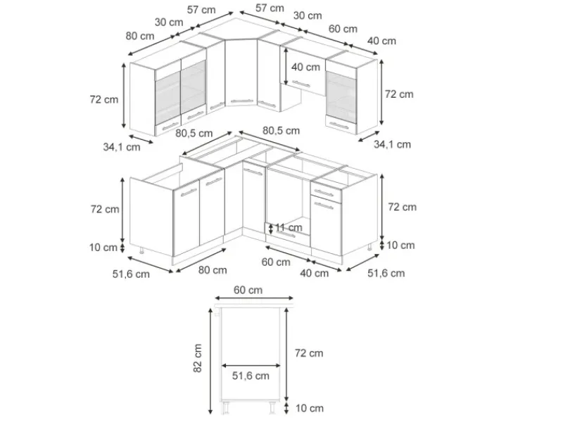 Best Vicco Fame-Line Küchenschränke Hochglanz/Goldkraft Eiche 160 x 60 cm ohne Arbeitsplatte ohne E-Geräte Dunkelblau