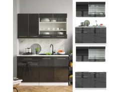 Single-Küchen<Vicco Fame-Line Küchenschränke /Weiß 140 cm AP Eiche ohne E-Geräte