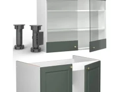 Einbauküchen<Vicco Fame-Line Küchenschränke -Gold Landhaus/Weiß 240 cm AP Anthrazit ohne E-Geräte