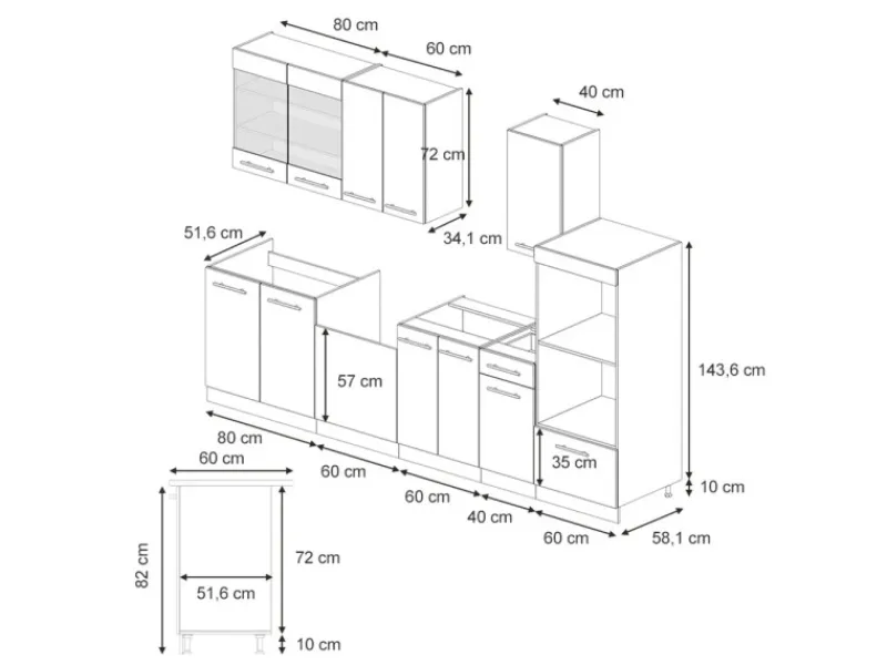 Vicco Fame-Line Küchenschränke Hochglanz/Anthrazit 300 cm mit HochschrankAP Anthrazit ohne E-Geräte Dunkelblau