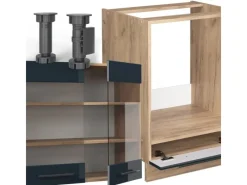 Hot Vicco Fame-Line Küchenschränke Hochglanz/Goldkraft Eiche 227 x 60 cm ohne Arbeitsplatte ohne E-Geräte Dunkelblau