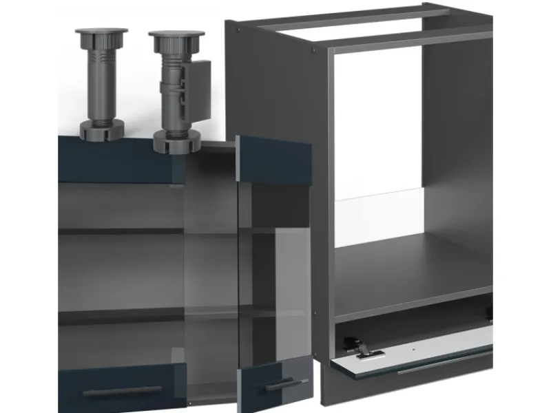 Vicco Fame-Line Küchenschränke Hochglanz/Anthrazit 160 x 60 cm ohne Arbeitsplatte ohne E-Geräte< Einbauküchen|Winkelküchen