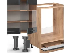 Vicco Fame-Line Küchenzeile /Goldkraft Eiche 300 cm ohne Arbeitsplatte ohne E-Geräte< Einbauküchen