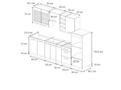 Vicco Fame-Line Küchenzeile Hochglanz/Weiß 280 cm ohne Arbeitsplatte ohne E-Geräte< Single-Küchen|Pantryküchen