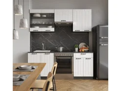 Einbauküchen<Vicco Fame-Line Küchenzeile Weiß Landhaus/Anthrazit 200 cm ohne Arbeitsplatte ohne E-Geräte