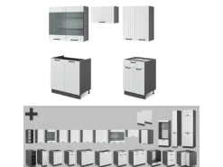 Einbauküchen<Vicco Fame-Line Küchenzeile Weiß Landhaus/Anthrazit 200 cm ohne Arbeitsplatte ohne E-Geräte