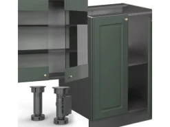 Einbauküchen<Vicco Fame-Line Küchenzeile -Gold Landhaus/Anthrazit 300 cm mit Hochschrankohne Arbeitsplatte ohne E-Geräte