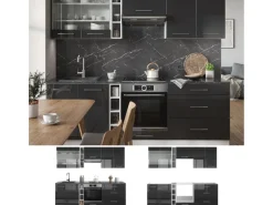 Discount Vicco Fame-Line Küchenzeile /Weiß 235 cm AP Anthrazit ohne E-Geräte Anthrazit Hochglanz