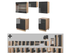 Vicco Fame-Line Küchenzeile /Goldkraft Eiche 200 cm AP Eiche ohne E-Geräte< Einbauküchen