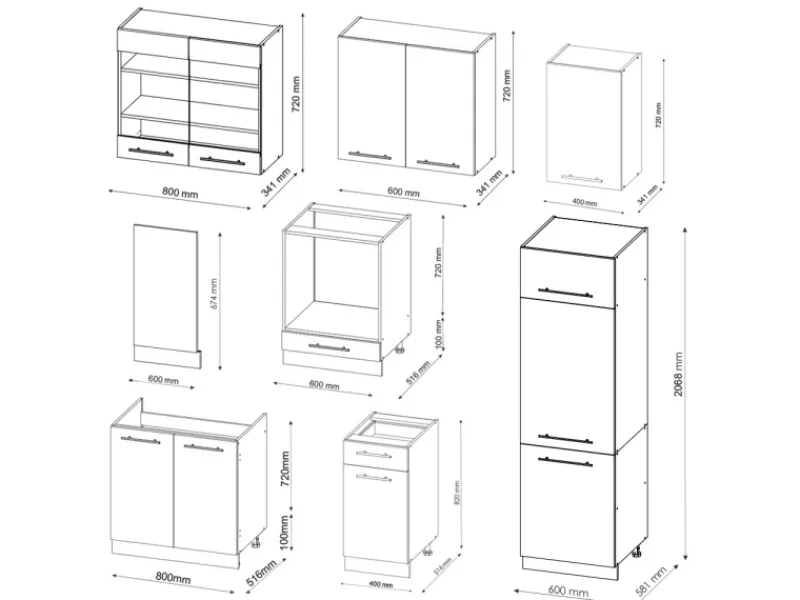 Vicco Fame-Line Küchenzeile -Gold Landhaus/Goldkraft Eiche 300 cm AP Eiche ohne E-Geräte< Einbauküchen