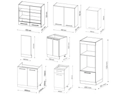 Vicco Fame-Line Küchenzeile Anthrazit Landhaus/Goldkraft Eiche 300 cm mit HochschrankAP Anthrazit ohne E-Geräte< Einbauküchen