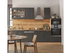 Vicco Fame-Line Küchenzeile Anthrazit Landhaus/Goldkraft Eiche 300 cm mit HochschrankAP Anthrazit ohne E-Geräte< Einbauküchen